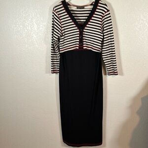 Carole Little 90s Vintage Striped Crop Cardigan Maxi Dress Size Medium (aprox)